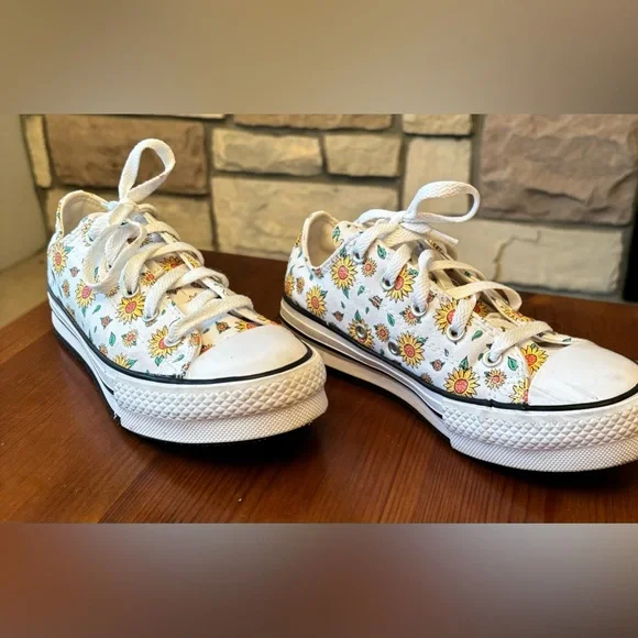 CONVERSE ALL STAR-SUNFLOWER PRINT, SZ 3 - Picture 4 of 7